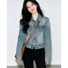 批发港风气质短款牛仔蓝牛仔外套女2026<b class='q'>春</b>季新款宽松设计感小众上衣