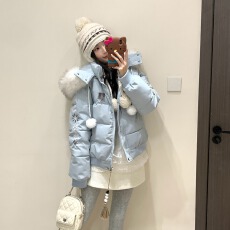 实拍冬季学院风连帽棉服新款宽松加厚保暖可爱小个子面包棉衣外套