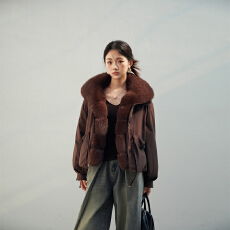 批发2026新款仿<b class='q'>狐狸毛</b>领羽绒棉服女短款时尚宽松加厚派克套