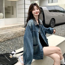 批发韩版温柔风氛围感牛仔夹克上衣女春秋新款小个子美式显瘦短款外套