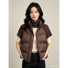批发日韩立领针织袖拼接羽绒棉马甲女2026秋<b class='q'>冬</b>季新宽松显瘦半袖外套潮