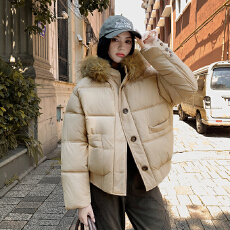 批发实拍大毛领短款羽绒棉服<b class='q'>女</b>2026冬季新款设计感小个子加厚棉袄外套