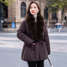 批发韩国外贸2026冬季新款女装收腰显瘦中长款保暖外套大毛领羽绒棉服