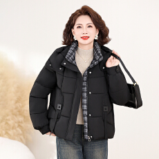 批发实拍新款冬季<b class='q'>妈妈</b>装羽绒棉服连帽加厚棉衣女收腰显瘦外套保暖棉袄