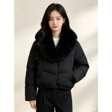批发韩系<b class='q'>短款</b>大狐狸毛领棉服女冬季宽松收腰加厚小个子显瘦百搭外套