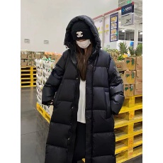 批发黑金羽绒服棉服2026新款<b class='q'>韩版</b>连帽宽松长款过膝加厚保暖长款外套