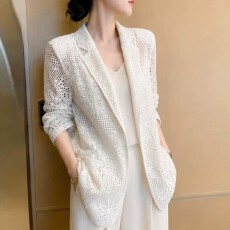 批发外搭设计感蕾丝衫上衣镂空重工休闲<b class='q'>气质</b>高级感西装<b class='q'>外套</b>女秋季新款