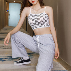 批发实拍aw早<b class='q'>春</b>韩国潮牌老花字母logo吊带针织女背心单穿打底时髦洋气