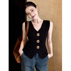 批发实拍<b class='q'>时尚</b>套装女2026夏季新款洋气质显瘦V领无袖上衣