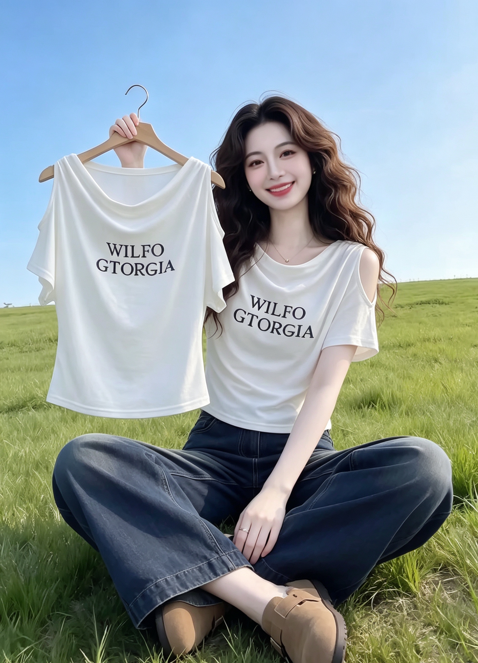 실사 2026 여름 새로운 아메리칸 오프숄더 흔들다 칼라 루즈핏 표지 고기 반팔 박쥐 셔츠 맨위 티셔츠