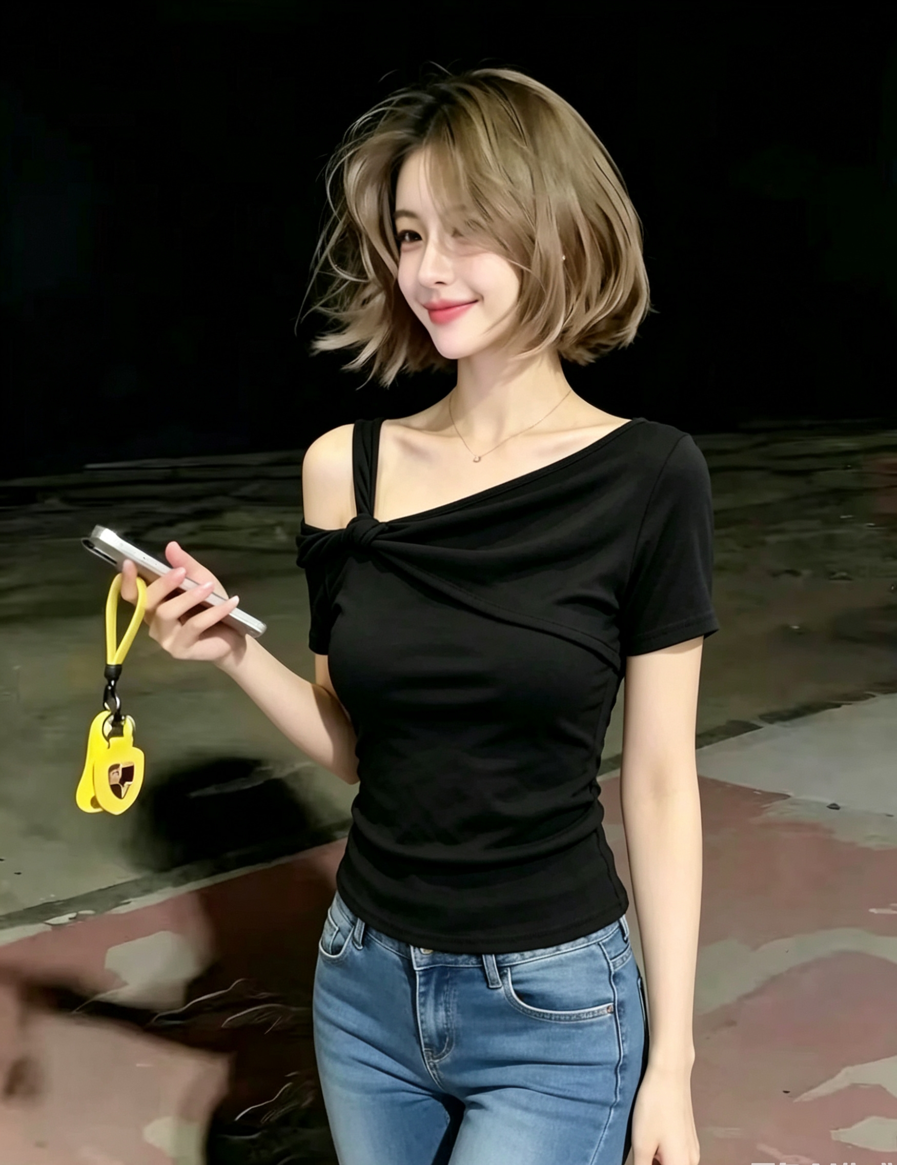 비스듬한 어깨 비틀림 반팔 티셔츠 여성 여름 한국 스타일 디자인 센스 몸매 가꾸기 슬림해 보이는 작은 대중 쇼트 스타일 핫걸 맨위