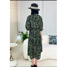 批发休闲新款印花<b class='q'>显瘦</b>碎花长裙时尚洋气甜美a字轻奢连衣裙