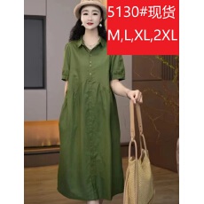 批发气质连衣裙女夏季爆款中年妈妈宽松遮肚显瘦<b class='q'>休闲</b>衬衫裙子