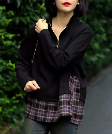 새로운 루즈핏 슬림해 보이는 다용도 캐주얼 문예 항구 바람 레트로 체크무늬 긴팔 여성 셔츠