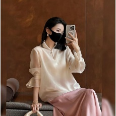 批发新款百搭宽松新中式衬衫<b class='q'>长袖</b>打底原创小众休闲上衣