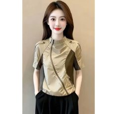 批发夏季新款高级感<b class='q'>户外</b>运动休闲短袖外套女百搭显瘦上衣