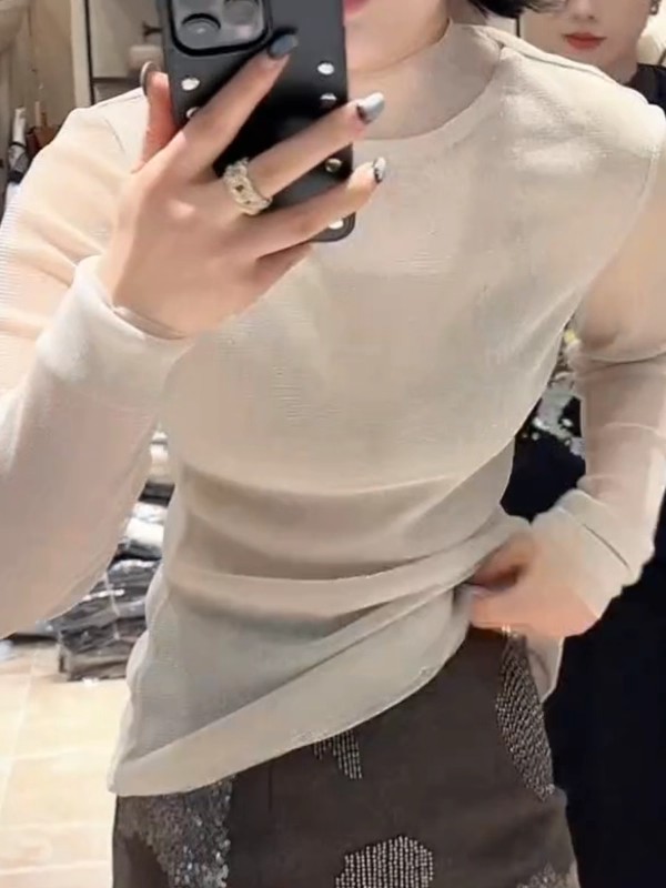 유럽 상품 터틀넥 망사 티셔츠 여성 유럽 역 품격 패션 이중층 망사 반짝임 마이크로 ~을 통해 섹시함 맨위