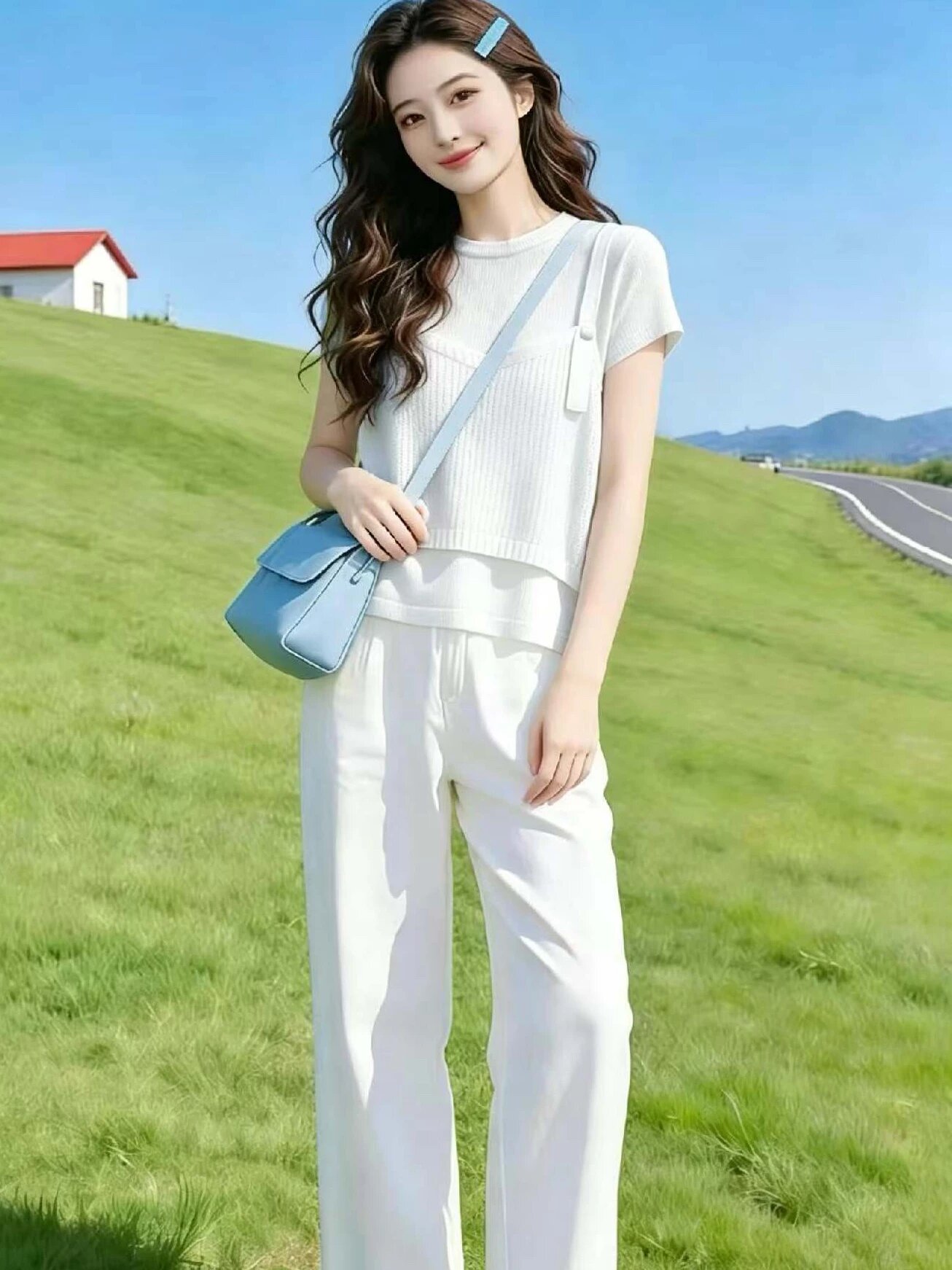 학원 스타일 연령 감소 페이크 레이어드 니트 스웨터 라운드 넥 여름 반팔 티셔츠 맨위 홀로우 아웃 블라우스 여성