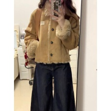 批发复古加绒加厚麂皮<b class='q'>棉衣</b>外套女冬季2025新款小个子翻领保暖短款上衣