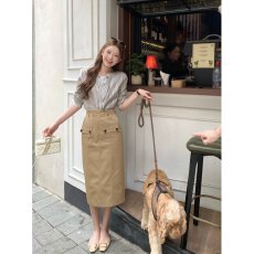 批发小香风套装裙女早春季韩系穿搭条纹衬衫上衣<b class='q'>包臀</b><b class='q'>半身</b><b class='q'>长裙</b>子一整套