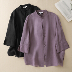 批发2026棉麻国风新中式衬衣出口<b class='q'>欧美</b>外贸原单OL极简优雅气质通勤衬衫