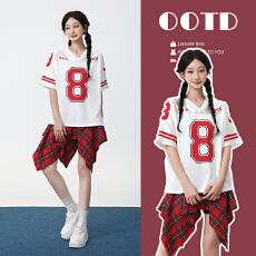 批发女团拉拉队<b class='q'>服装</b>男女同款学生运动会健美操演出服<b class='q'>爵士舞</b>啦啦操班服