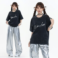 批发韩舞亮银色女团打歌服年会舞蹈演出服<b class='q'>爵士舞</b>套装hiphop街舞服成人