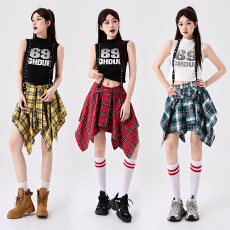 批发夏季新款美式辣妹运动背心jazz短款kpop跳舞<b class='q'>上衣</b>女团爵士舞服装