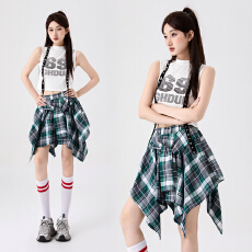 批发夏季新款美式辣妹运动背心jazz短款kpop跳舞<b class='q'>上衣</b>女团爵士舞服装