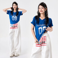 批发跳舞街舞爵士舞服装新款女夏舞蹈演出服啦啦操衣服运动套装