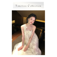 批发从一时刻花满枝轻奢感<b class='q'>网纱</b>无袖立体花朵连衣裙