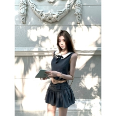 批发titi小姐姐【韩女天菜】 套<b class='q'>装</b>女夏季学院风灰色马甲半裙两件套