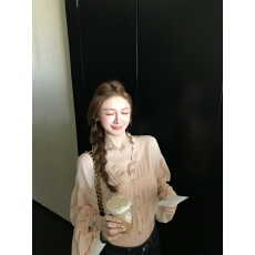 批发Skk Store罗曼蒂克小衫 雪纺皱衬衫微透罩衫附230G加厚莫代尔抹胸