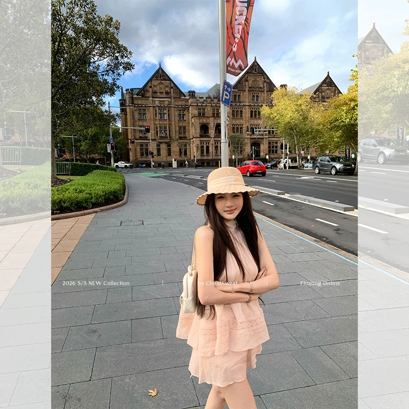 cloudsweet 흰 구름 달콤한 달콤한 부서 요정 제품 화이트 라미 레이스 세트 드레스 행침 목 맨위 투피스 세트