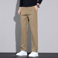 批发纯色休闲裤男秋季新品时尚宽松显高舒适商务中青年直筒长裤子