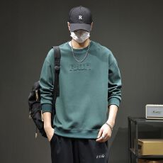 批发卫衣男春秋新款美式复古宽松圆领长袖t恤套头外套春季潮
