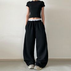 批发2025秋冬街舞潮牌<b class='q'>嘻哈</b>街头简约束脚运动裤美式休闲卫裤男女情侣裤