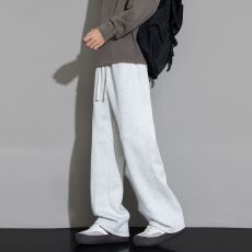 批发<b class='q'>春</b>秋季棉质休闲裤男士百搭垂感直筒重磅青少年宽松阔腿运动裤