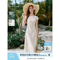 批发法式收腰<b class='q'>白色</b>连衣裙女2026夏季新款莱赛尔<b class='q'>裙子</b>初恋白月光长裙