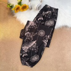 批发夏季新款高档<b class='q'>女裤</b>灯笼裤洋气薄款罗卜裤<b class='q'>大码</b><b class='q'>女裤</b>印花民族风束脚裤