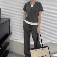 批发<b class='q'>大码</b>假两件<b class='q'>运动服</b>套装女2026夏季新款时尚短袖休闲时髦显瘦两件套