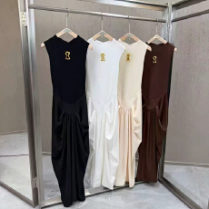 批发针织拼接雪纺背心长裙