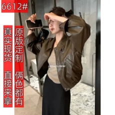 批发2026年机车皮衣外套女春季新款pu皮短款美式复古夹克上衣小众