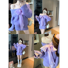 批发实拍  甜美慵懒风针织毛衣短裙两件套