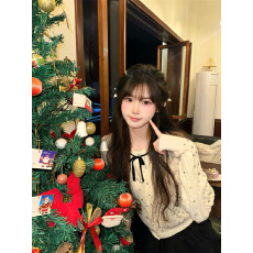 批发实拍  小香风烫钻长袖针织开衫女气质短款毛衣外套