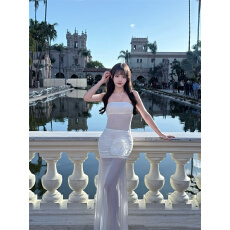 批发实拍 法式超仙度假风性感透视<b class='q'>网纱</b>打底抹胸<b class='q'>连衣裙</b>