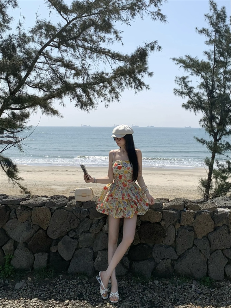 실사 사랑 꽃 신 수공 솔기 주름 이중층 레이스 레이스 꽃밭 치마 드레스
