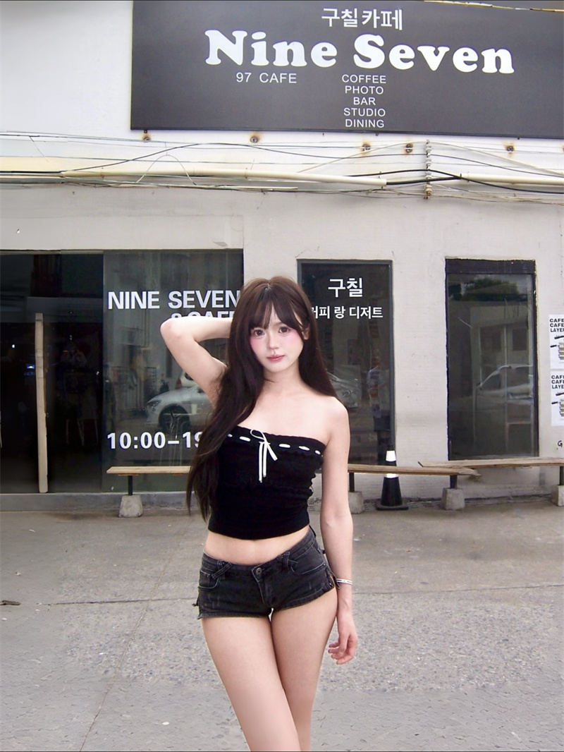 실사 달콤한 핫걸 나비 매듭 니트 튜브탑 조끼 여성