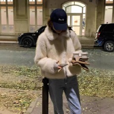 批发韩国代购ounce毛绒短款人造皮草外套2025秋冬韩系上衣