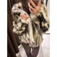 批发2025秋冬新款女装辣妹欧美翻领长袖人造皮草大衣夹克外套